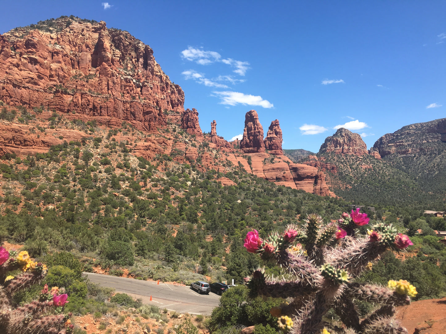Sedona - Capturing the contrast of red mountains against a Sedona blue sky, this granite beautifully reveals its blue and pink crystallization with shimmering white speckles.